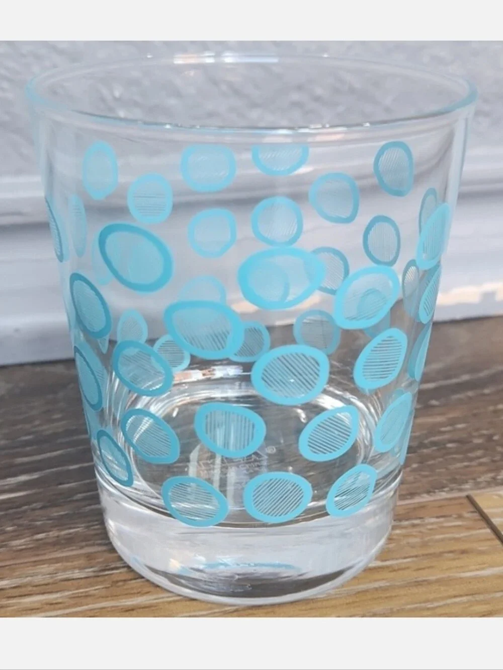 IKEA Kremla Blue Dot Clear Glass Juice Cup